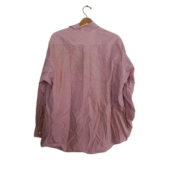 Tommy Hilfiger Men's Red Striped Super Oversize Button Down Shirt Size 16 1/2 35 - Picture 6 of 8